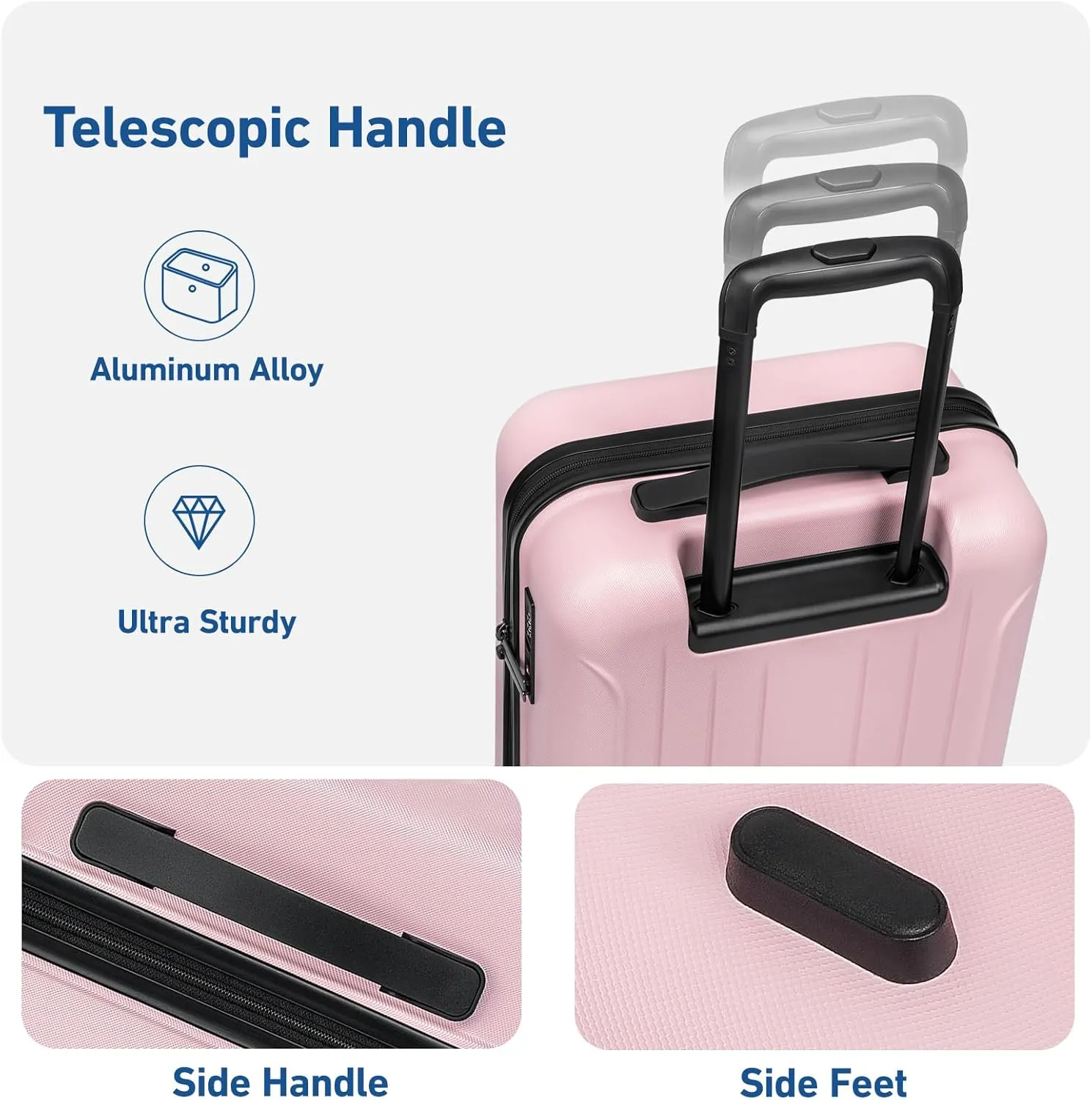 KYME 24 Inch Checked Luggage, Durable Hardcase with TSA Lock & Smooth Spinner Wheels, Pink