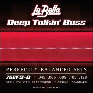 La Bella 760FS-B Deep Talkin' Bass Stainless Steel Flat Wound Standard Bass Guitar Strings 45-128