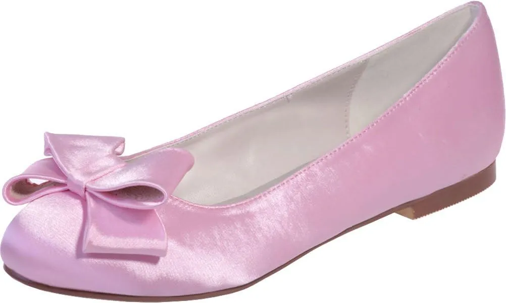 Ladies Bow Flat Shoes Slip On Court Shoes Wedding Birde