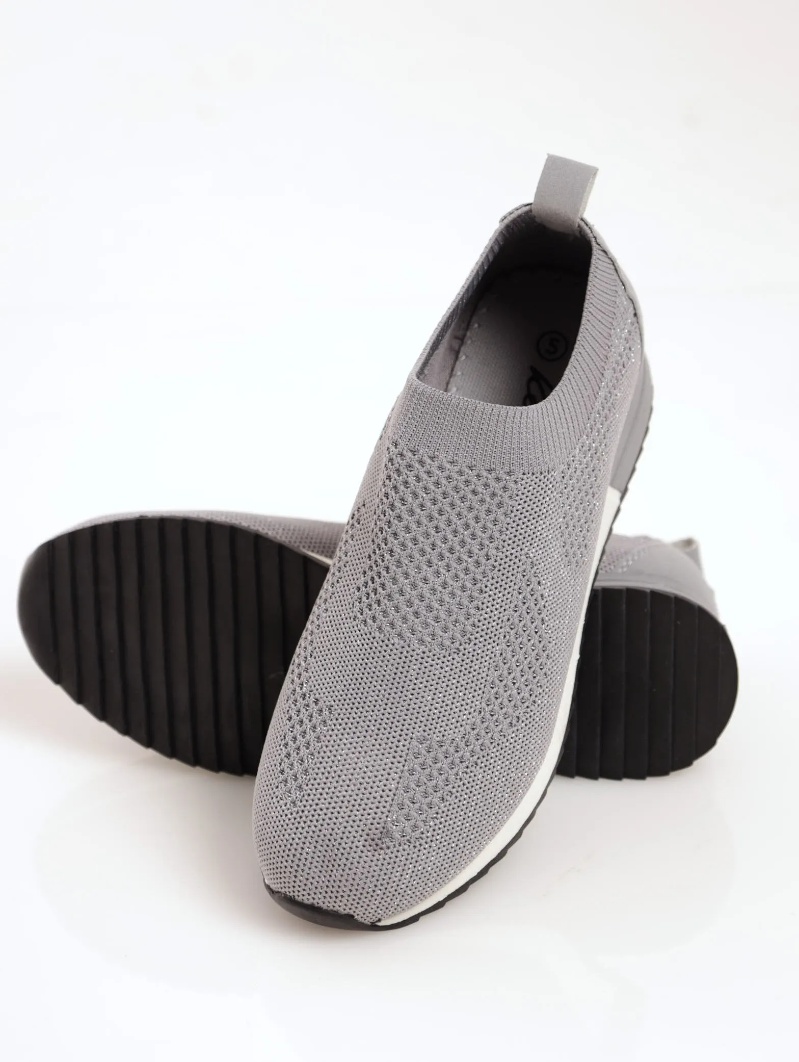 Ladies Knit retro Sneaker - Grey