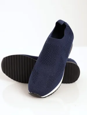 Ladies Knit Retro Sneaker - Navy