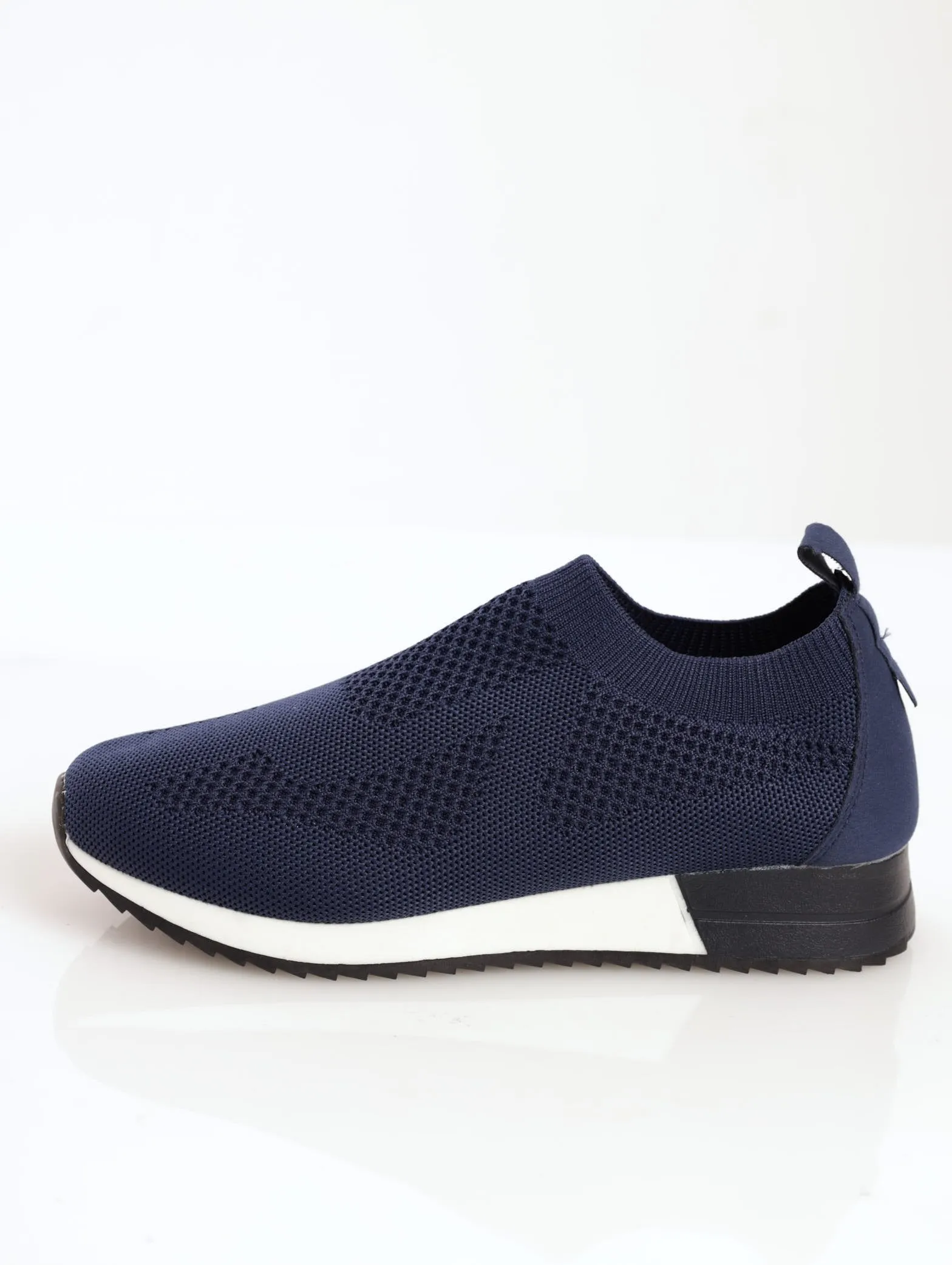 Ladies Knit Retro Sneaker - Navy