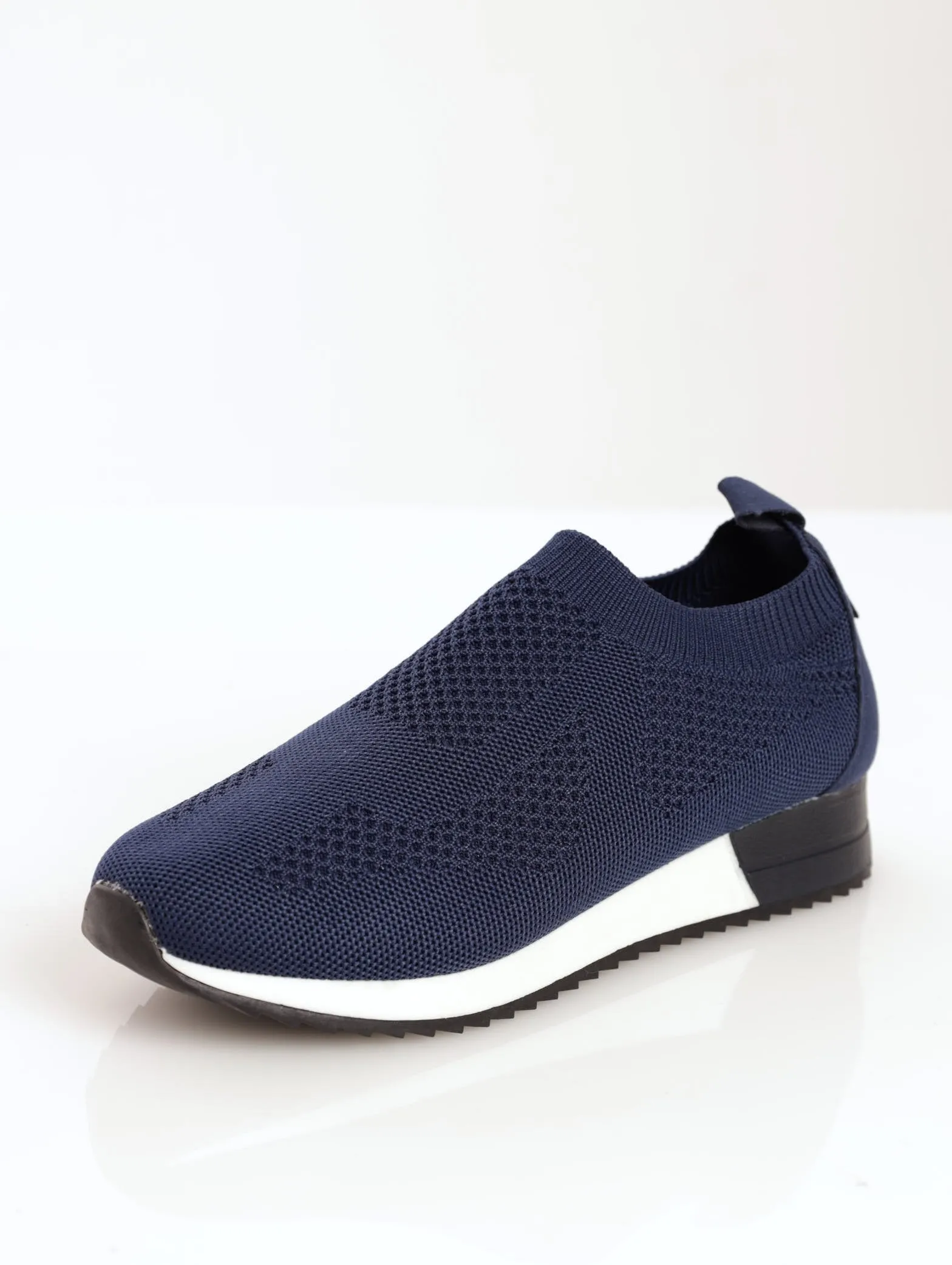 Ladies Knit Retro Sneaker - Navy
