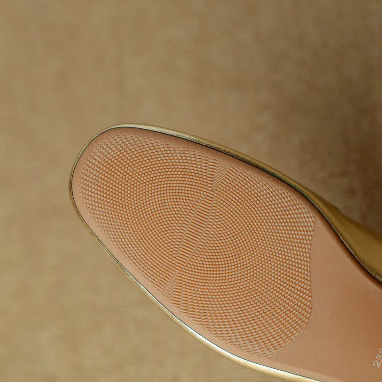 Ladies Round Toe Metal Bit Detail Mule Slip on