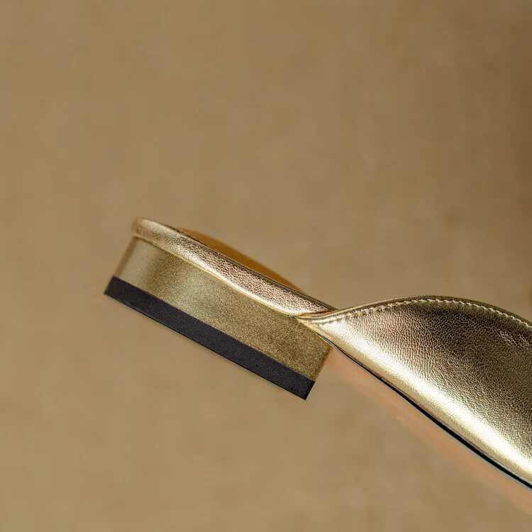 Ladies Round Toe Metal Bit Detail Mule Slip on