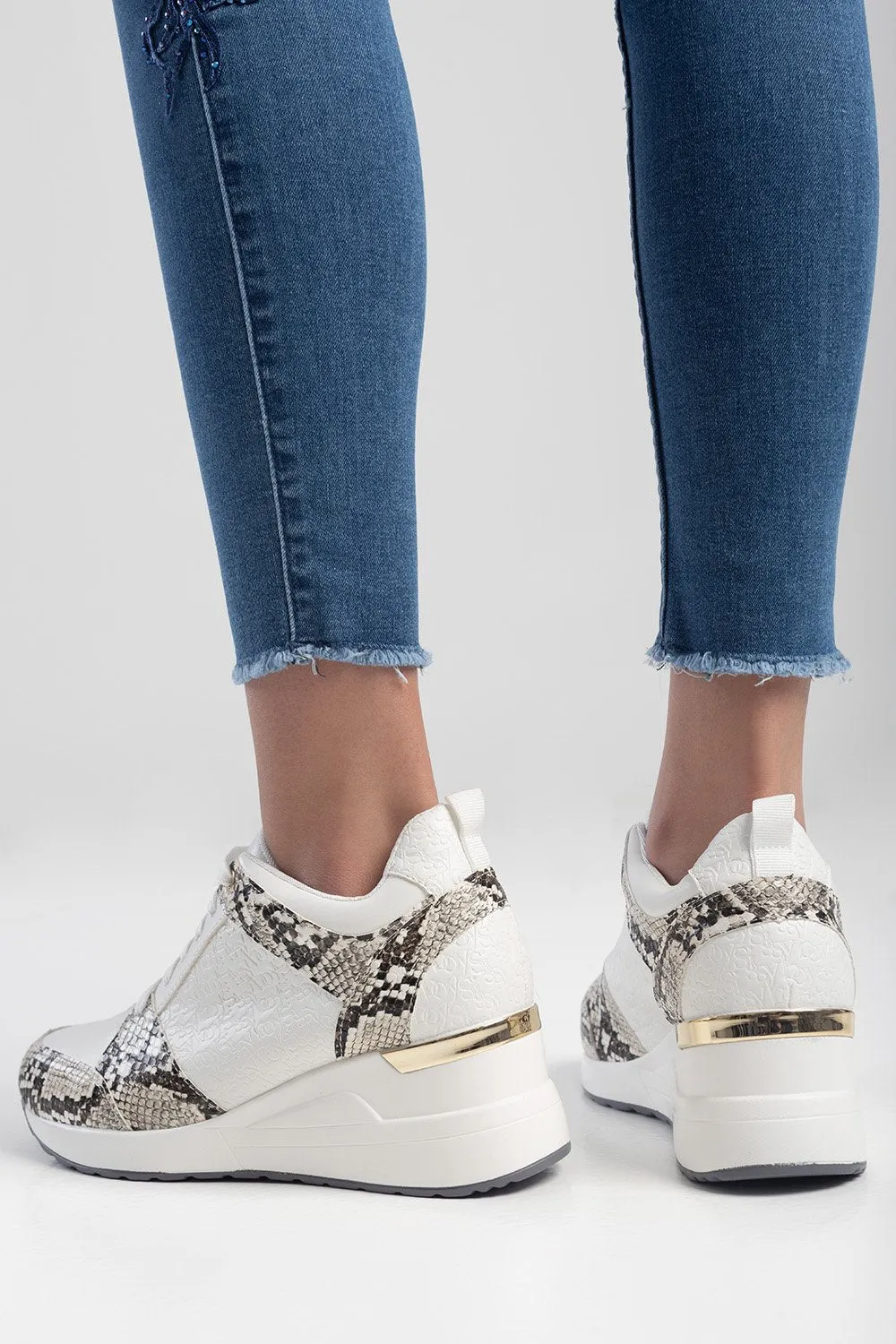 Ladies Wedge On Repeat Sneaker - White