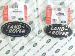 Land Rover About Oval Badges Black ON Silver -New Genuine Parts DAG500160   DAH500330