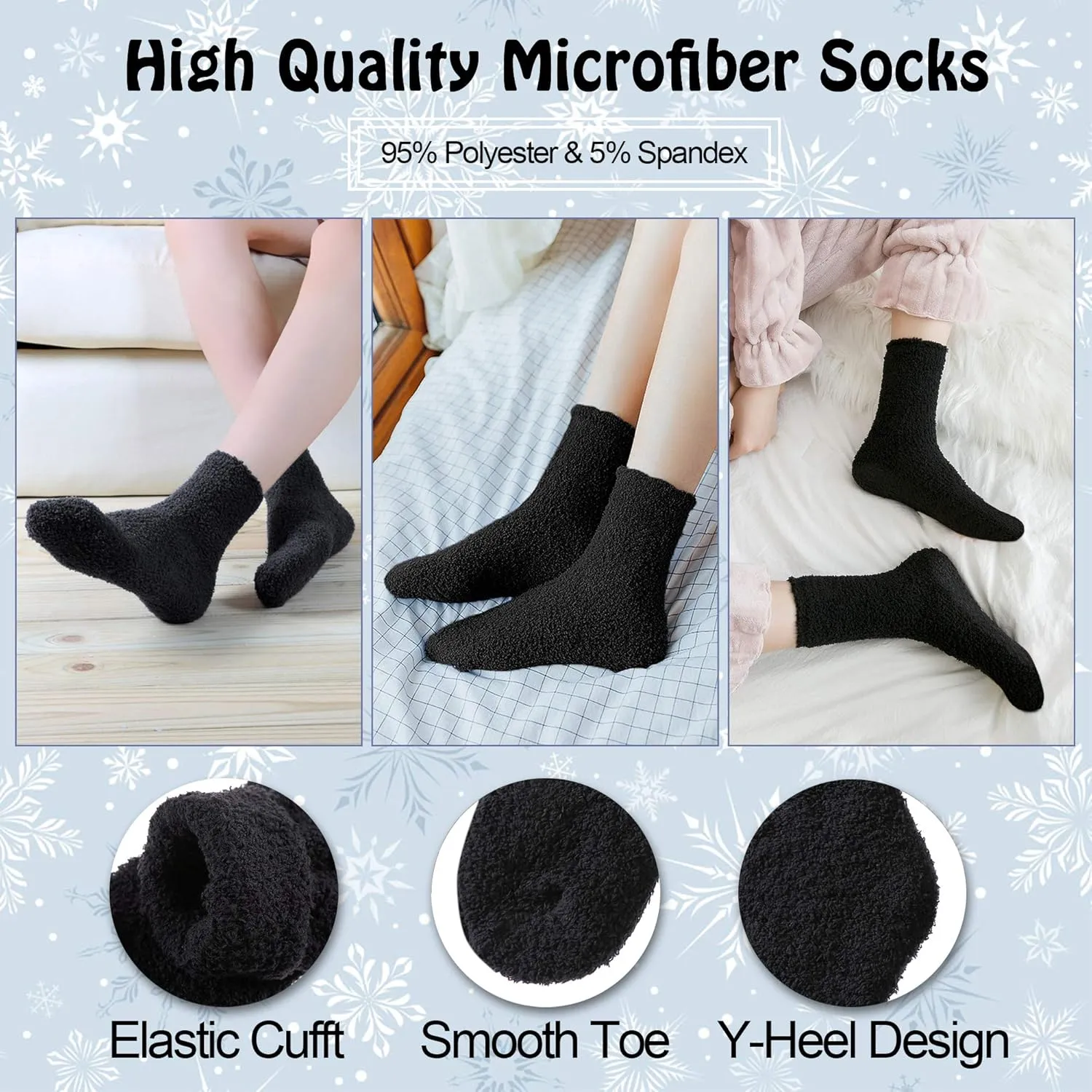 LANLEO 5/6 Pairs Womens Super Soft Fuzzy Plush Warm Winter Home Sleeping Slipper Socks