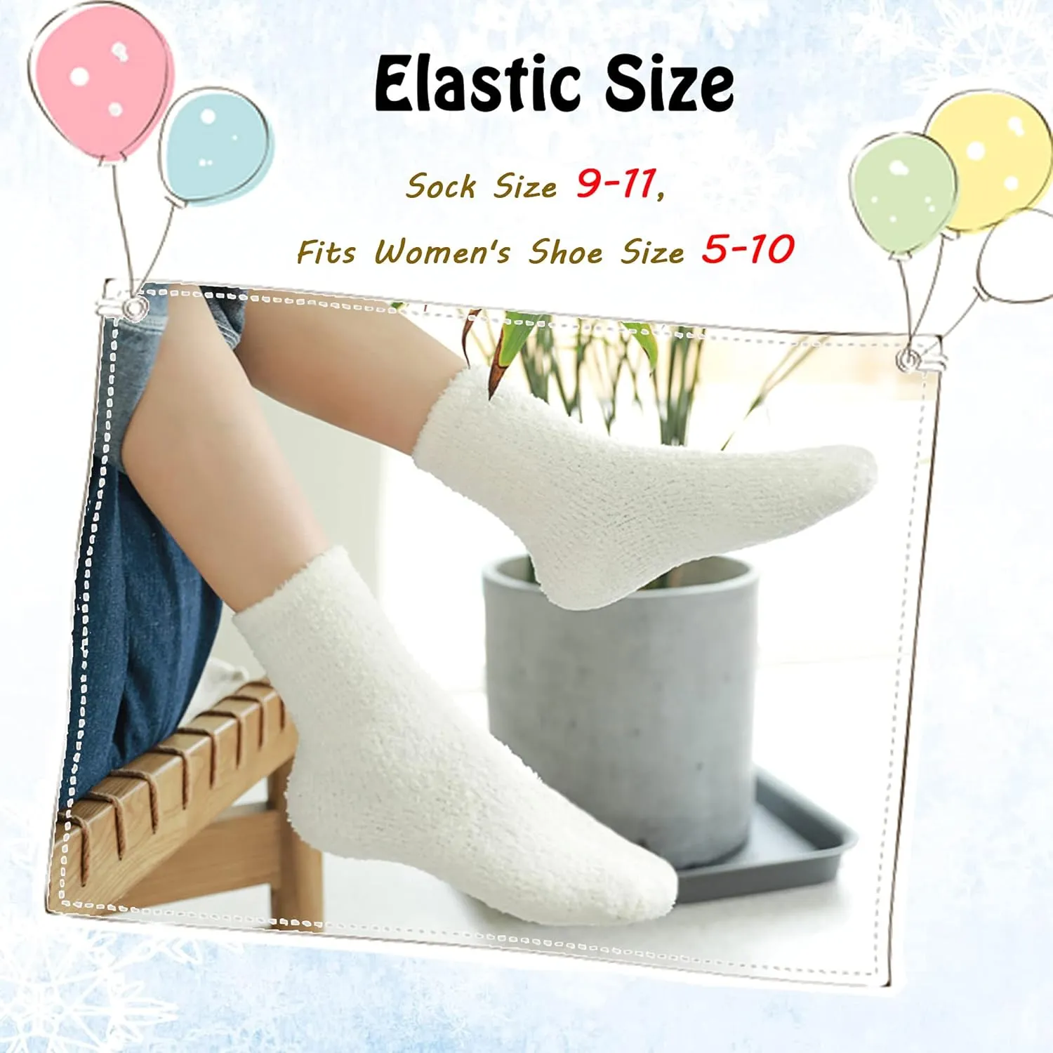 LANLEO 5/6 Pairs Womens Super Soft Fuzzy Plush Warm Winter Home Sleeping Slipper Socks