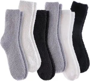LANLEO 5/6 Pairs Womens Super Soft Fuzzy Plush Warm Winter Home Sleeping Slipper Socks
