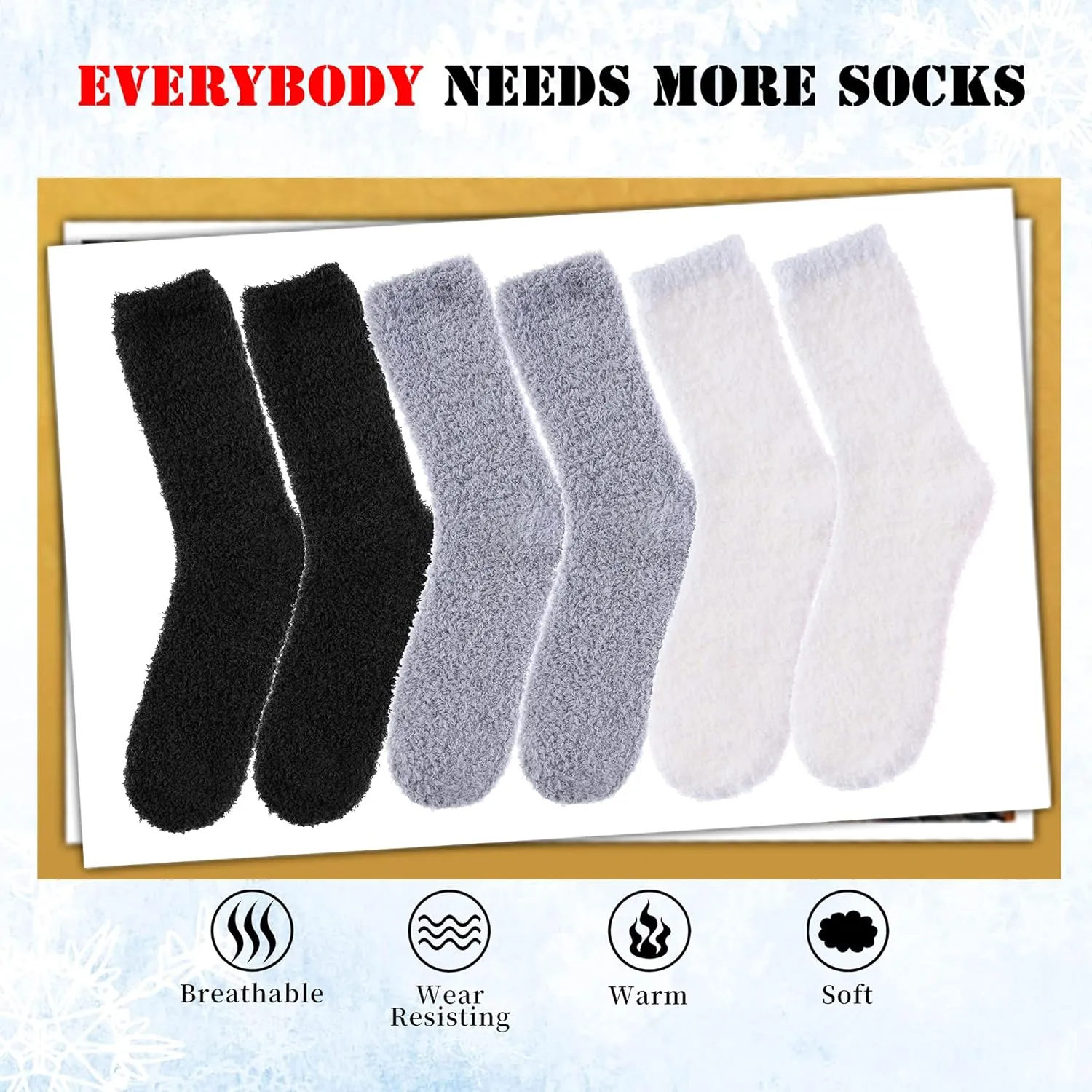 LANLEO 5/6 Pairs Womens Super Soft Fuzzy Plush Warm Winter Home Sleeping Slipper Socks