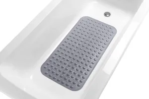 Large Non-Slip Bathtub & Shower Mat 31”x16” (Smooth/Non-Textured Tubs Only) Safe, Clean, Machine-Washable, Superior Grip&Drainage, Vinyl, Opaque Gray (Grey)