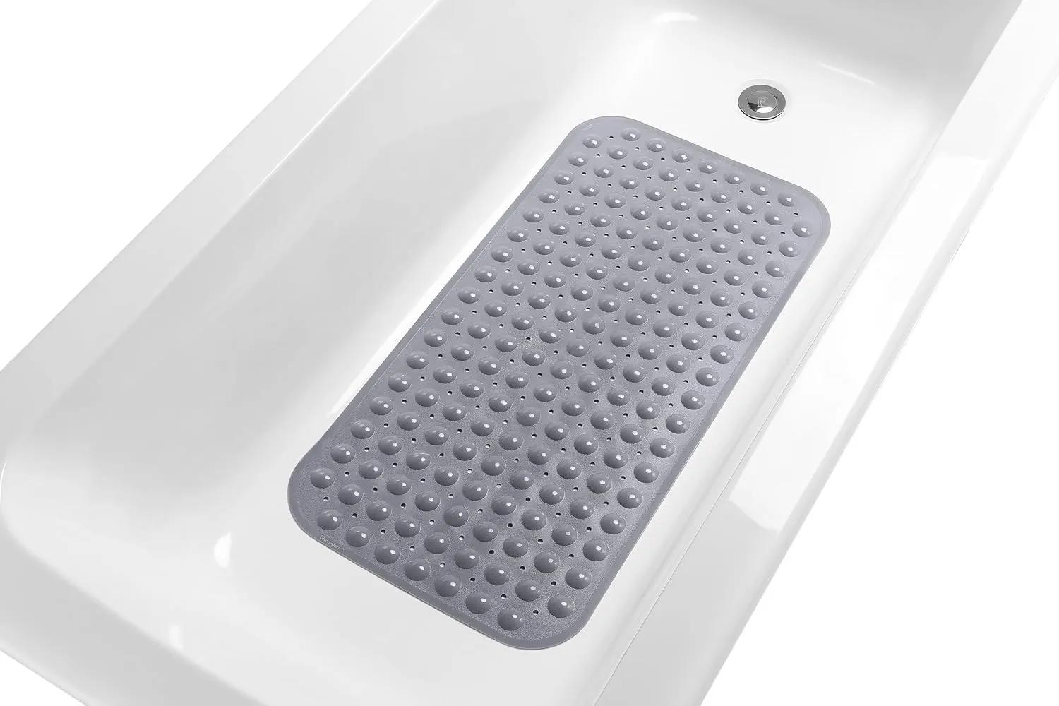 Large Non-Slip Bathtub & Shower Mat 31”x16” (Smooth/Non-Textured Tubs Only) Safe, Clean, Machine-Washable, Superior Grip&Drainage, Vinyl, Opaque Gray (Grey)