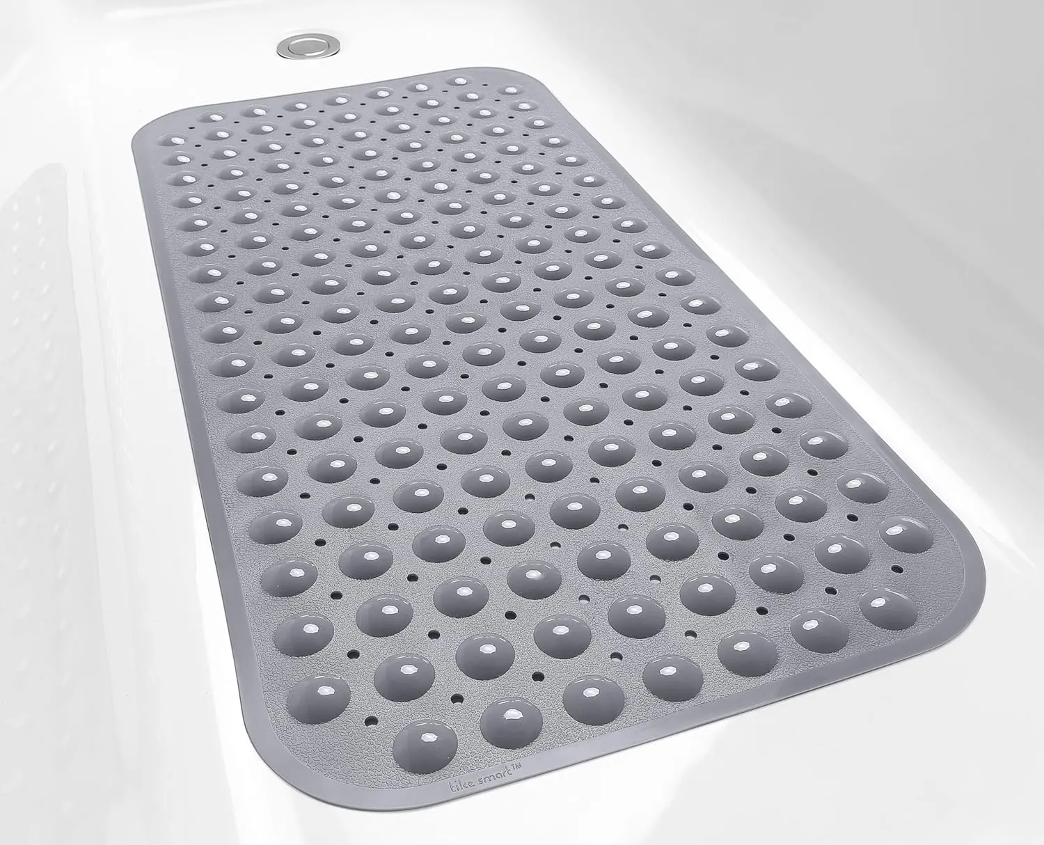 Large Non-Slip Bathtub & Shower Mat 31”x16” (Smooth/Non-Textured Tubs Only) Safe, Clean, Machine-Washable, Superior Grip&Drainage, Vinyl, Opaque Gray (Grey)
