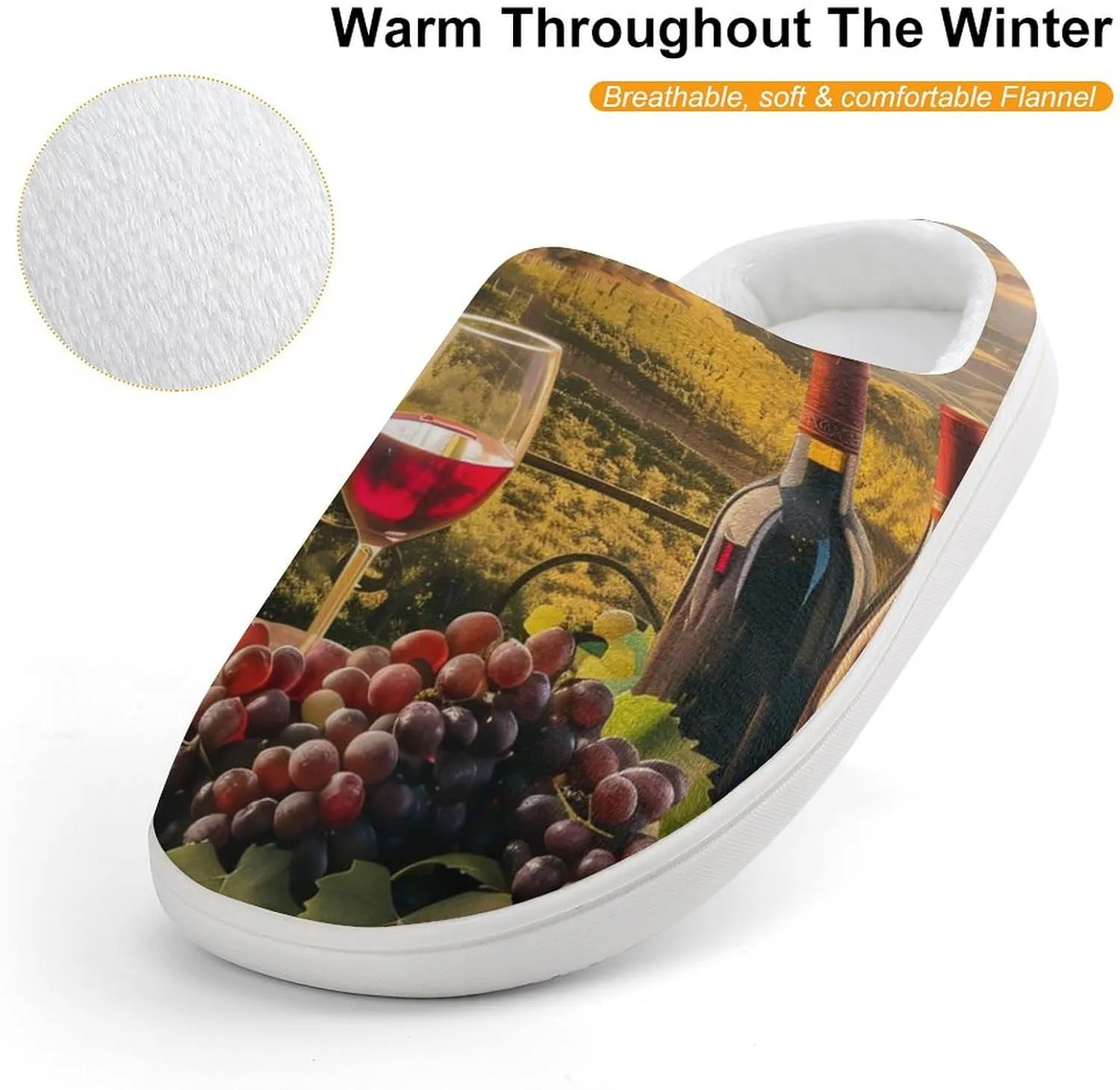 Large Wine Sunset Grape Kids Toddler Cotton Slippers Slip-on House Shoes for Bedroom Indoor Outdoor