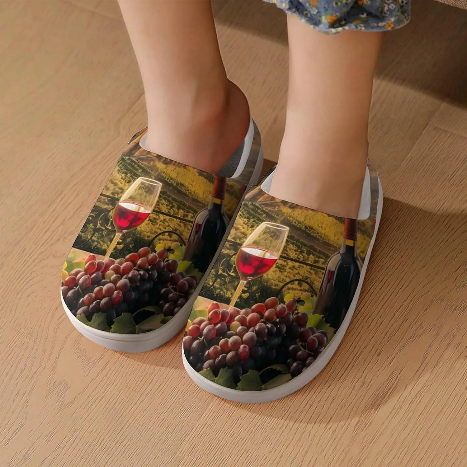 Large Wine Sunset Grape Kids Toddler Cotton Slippers Slip-on House Shoes for Bedroom Indoor Outdoor