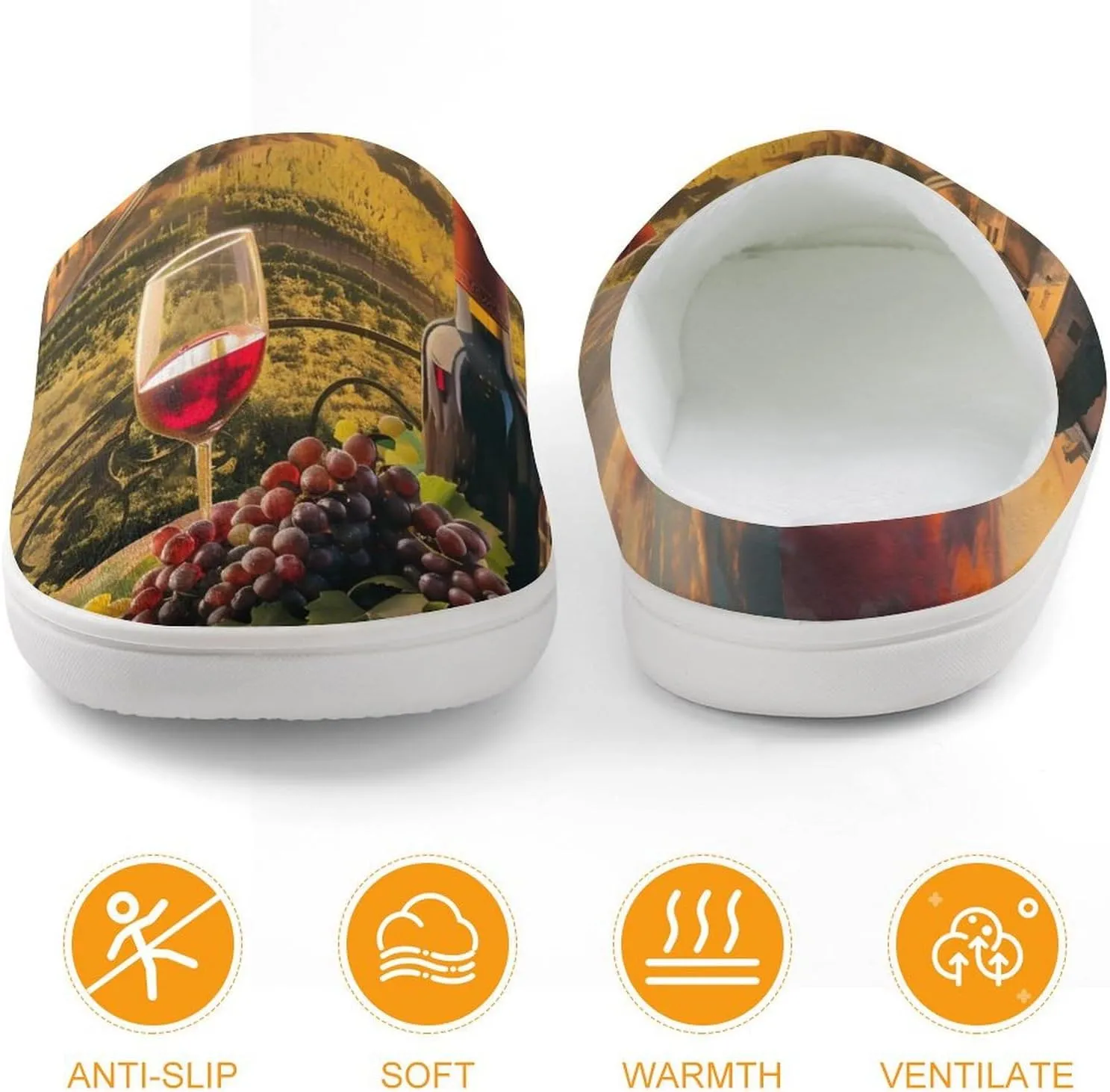 Large Wine Sunset Grape Kids Toddler Cotton Slippers Slip-on House Shoes for Bedroom Indoor Outdoor