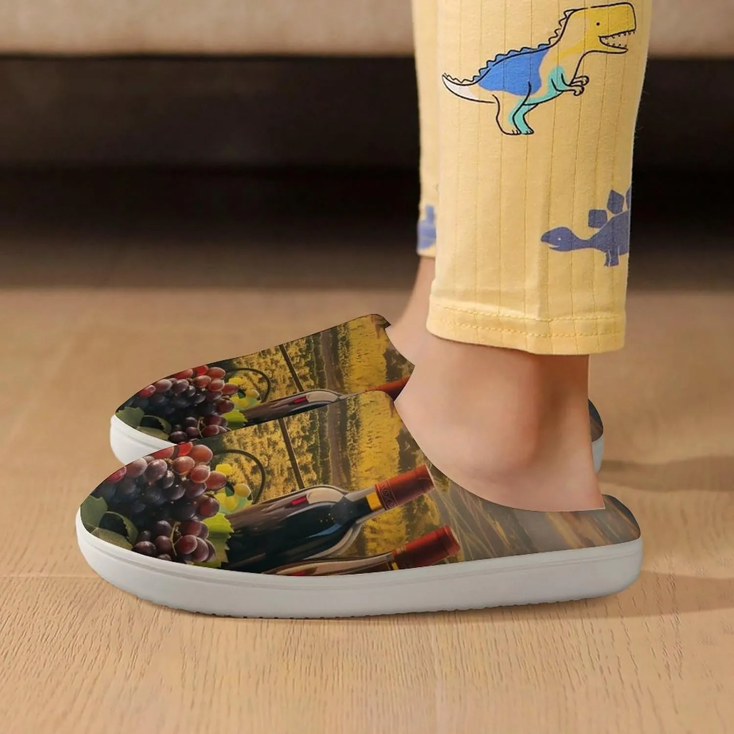 Large Wine Sunset Grape Kids Toddler Cotton Slippers Slip-on House Shoes for Bedroom Indoor Outdoor
