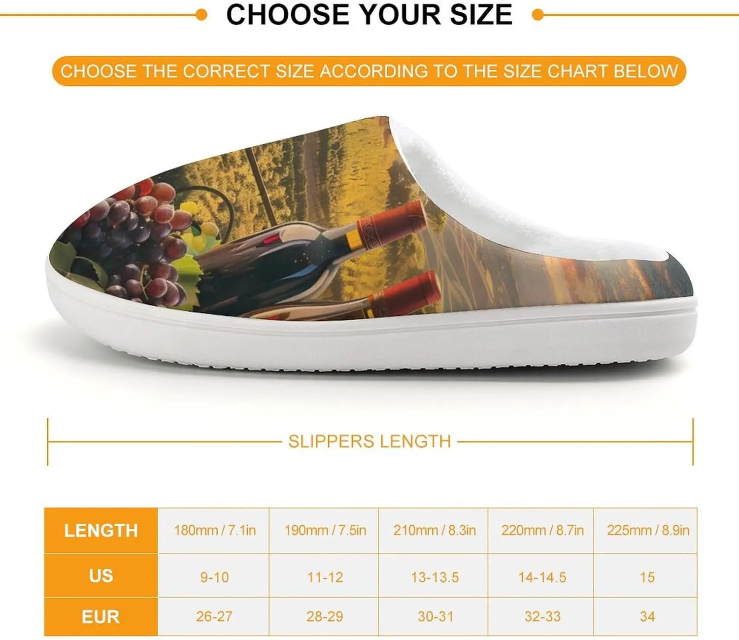 Large Wine Sunset Grape Kids Toddler Cotton Slippers Slip-on House Shoes for Bedroom Indoor Outdoor