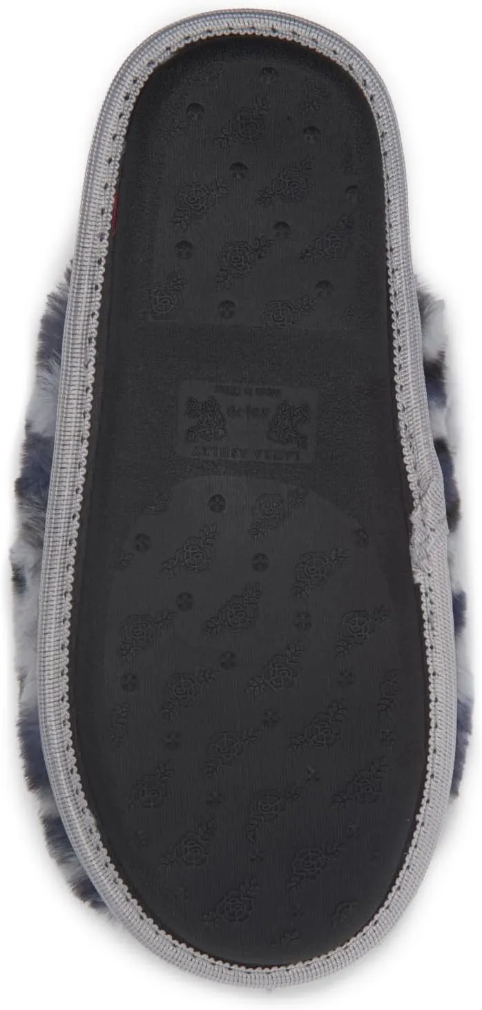 Laura Ashley Womens Soft Plush Memory Foam Scuff Slippers, Warm Fuzzy Fluffy Bedroom Slipper, Ladies Faux Fur Slip On House Shoes