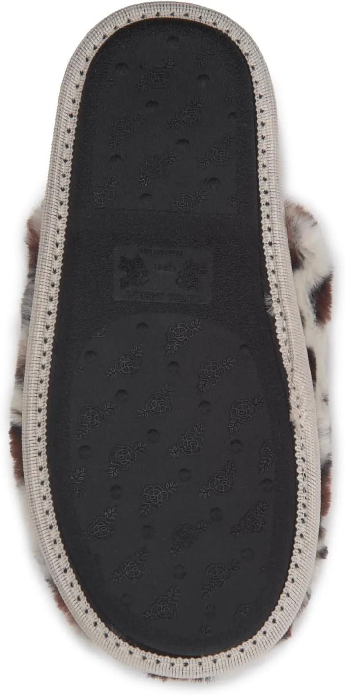 Laura Ashley Womens Soft Plush Memory Foam Scuff Slippers, Warm Fuzzy Fluffy Bedroom Slipper, Ladies Faux Fur Slip On House Shoes