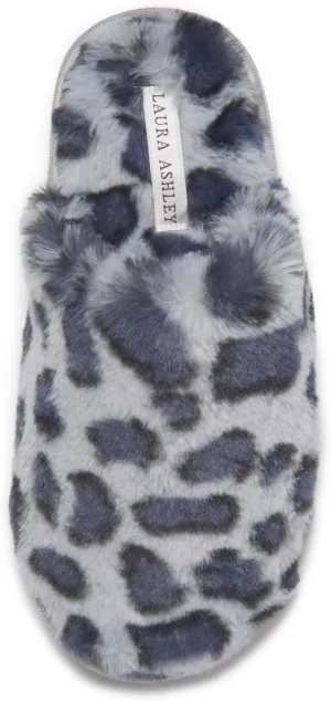 Laura Ashley Womens Soft Plush Memory Foam Scuff Slippers, Warm Fuzzy Fluffy Bedroom Slipper, Ladies Faux Fur Slip On House Shoes