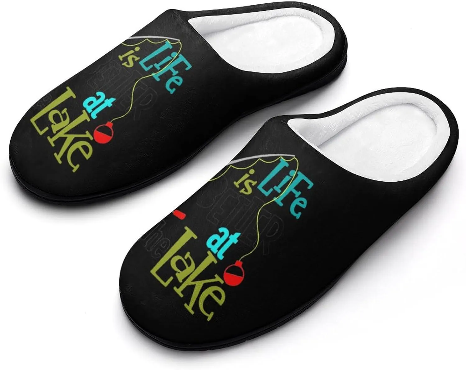 Life Better at Lake Women's House Slippers Warm Anti-Slip Cotton Slippers Home Shoes Indoor Outdoor