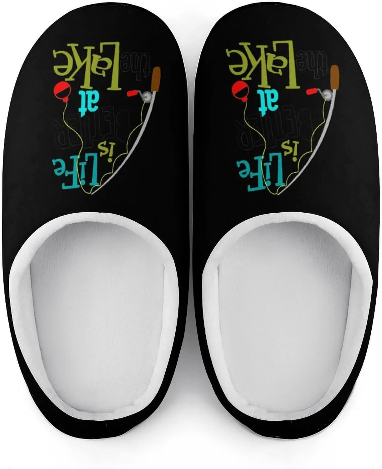 Life Better at Lake Women's House Slippers Warm Anti-Slip Cotton Slippers Home Shoes Indoor Outdoor