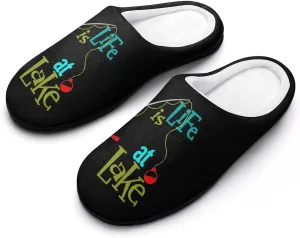 Life Better at Lake Women's House Slippers Warm Anti-Slip Cotton Slippers Home Shoes Indoor Outdoor