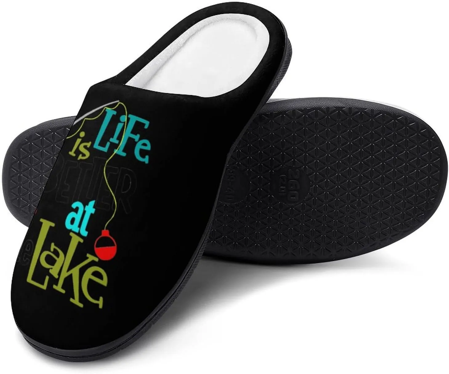 Life Better at Lake Women's House Slippers Warm Anti-Slip Cotton Slippers Home Shoes Indoor Outdoor