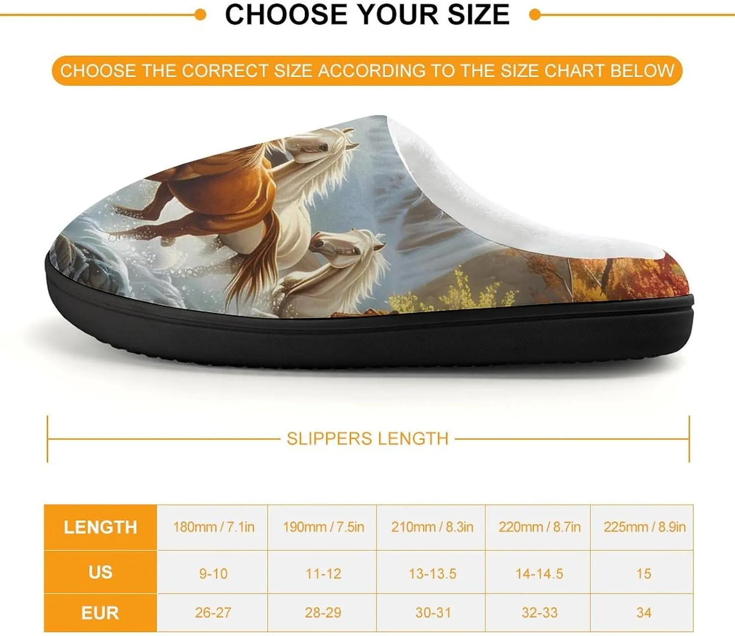 Life Mountain Stream Running Horse Wild Kids Toddler Cotton Slippers Slip-on House Shoes for Bedroom Indoor Outdoor