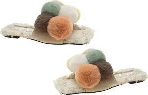 LIFKOME Female Plush Shoes Fashion Flat Slippers for Winter Comfortable Interior Design Smooth Lines Safe Sole