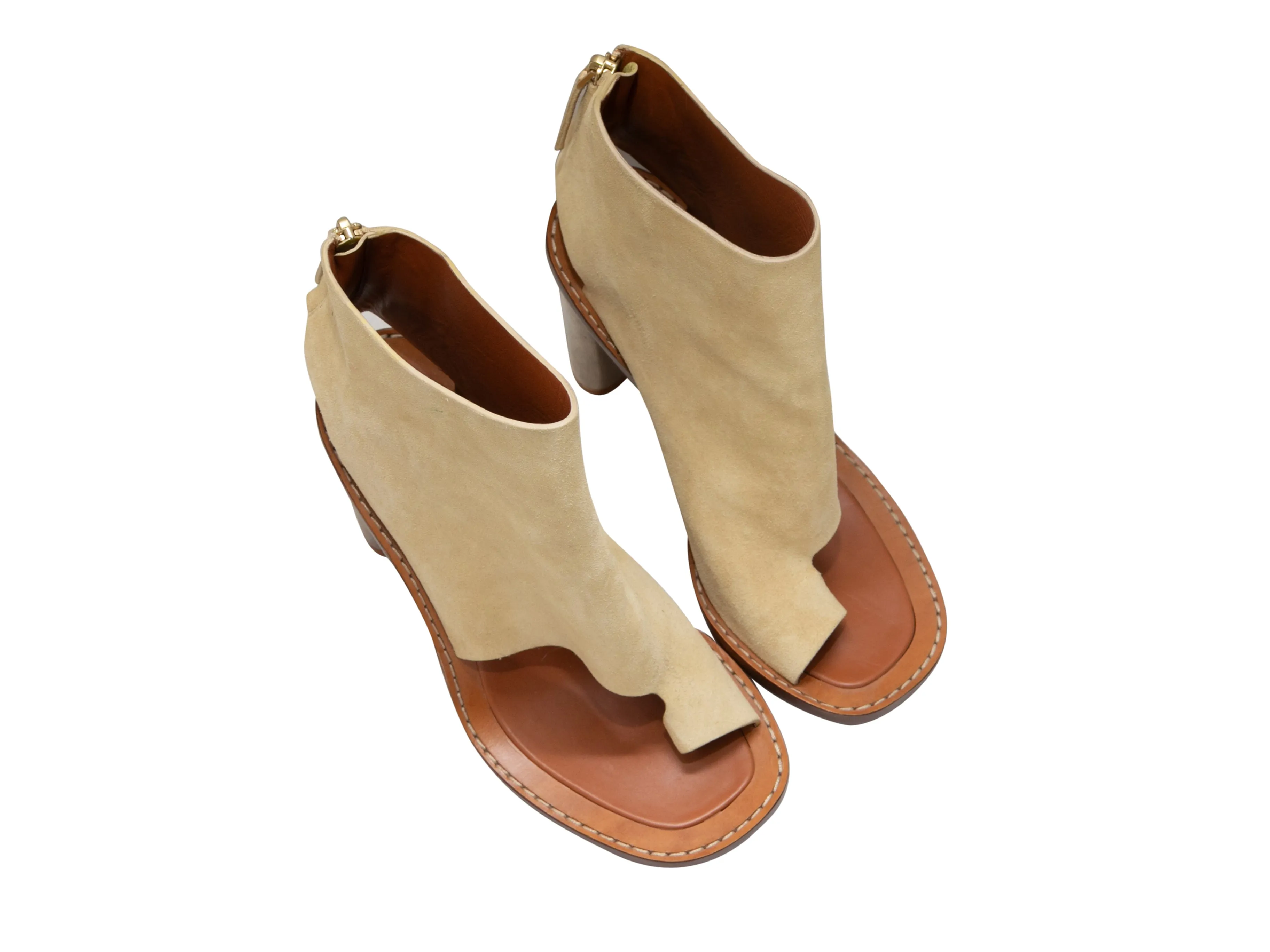 Light Yellow Celine Heeled Thong Sandal Booties Size 39.5