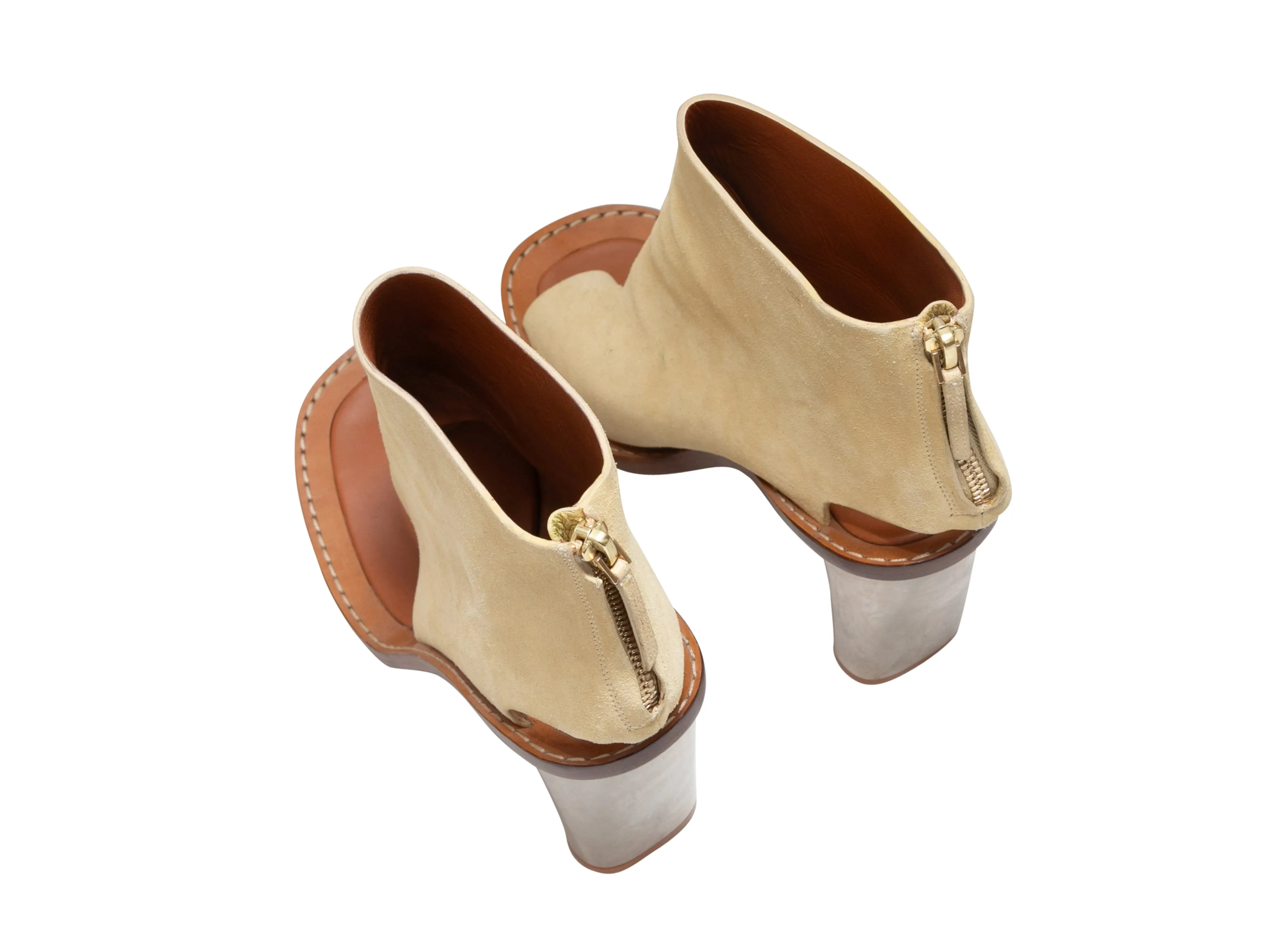 Light Yellow Celine Heeled Thong Sandal Booties Size 39.5