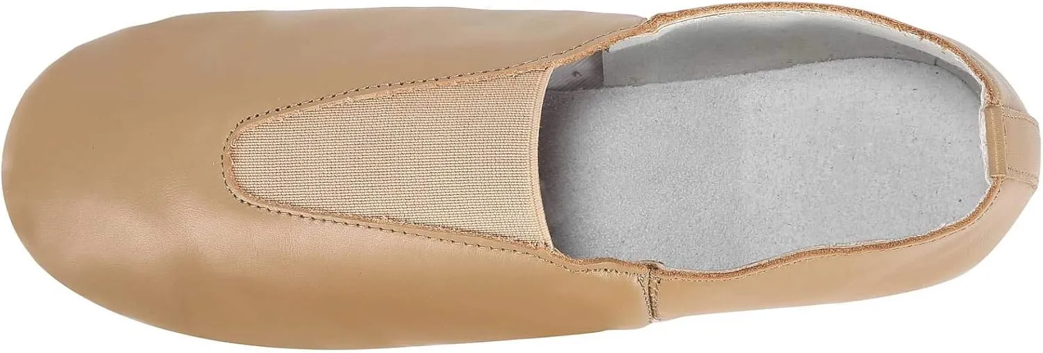 Linodes Women's Leather Upper Jazz Shoe Slip-on with Elastic Top Piece