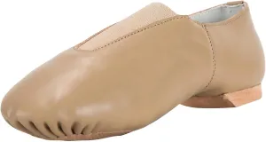 Linodes Women's Leather Upper Jazz Shoe Slip-on with Elastic Top Piece