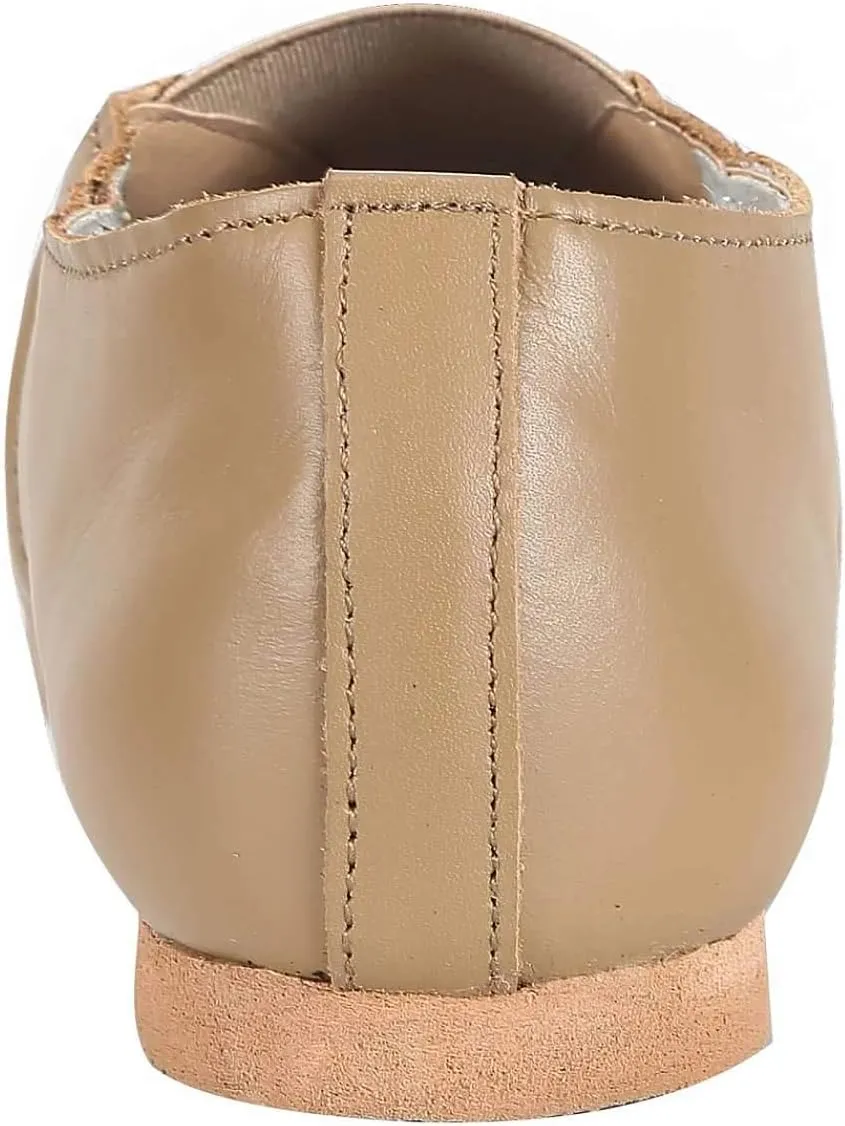 Linodes Women's Leather Upper Jazz Shoe Slip-on with Elastic Top Piece
