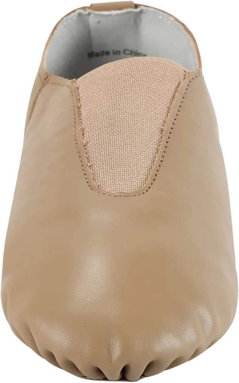 Linodes Women's Leather Upper Jazz Shoe Slip-on with Elastic Top Piece