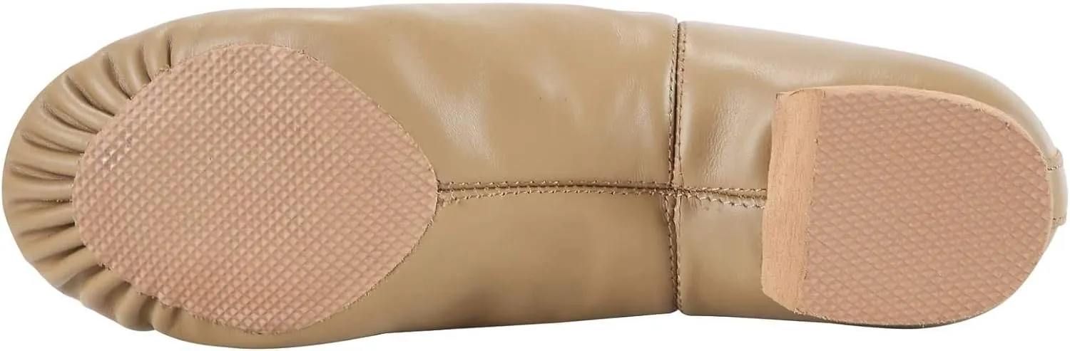 Linodes Women's Leather Upper Jazz Shoe Slip-on with Elastic Top Piece