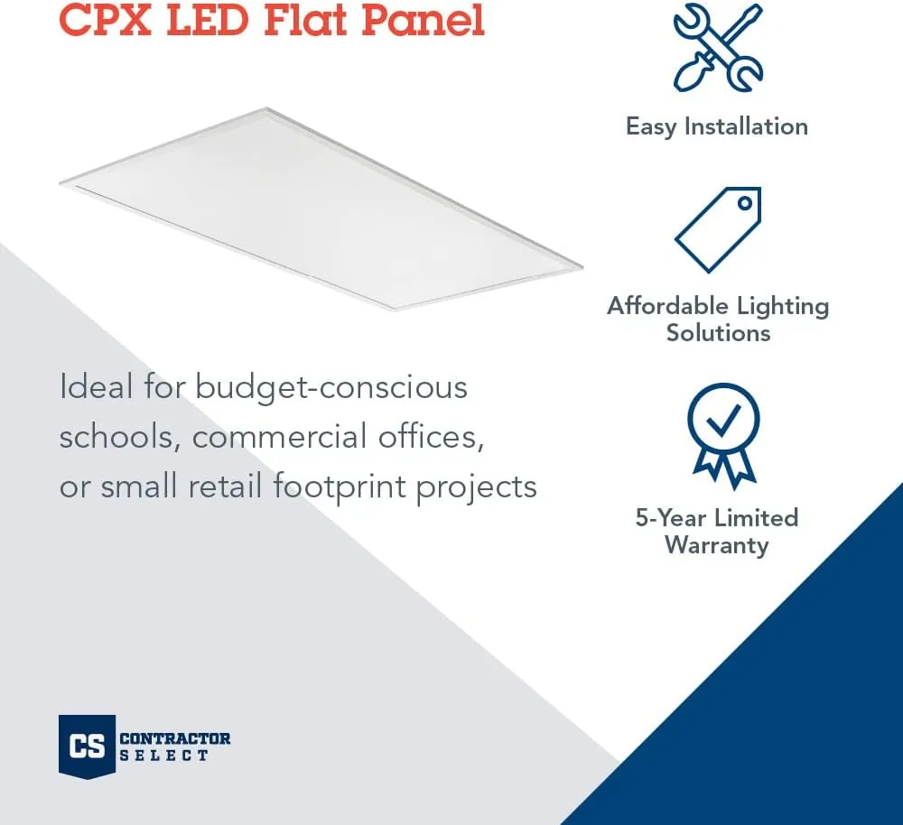 Lithonia Lighting CPX 2x4 LED Flat Panel Light, 2 ft. x 4 ft. LED Light Panel, Ceiling Lighting Fixture for Shop Lighting, 4000 Lumens, 4000K Cool White, Smooth Satin Lens