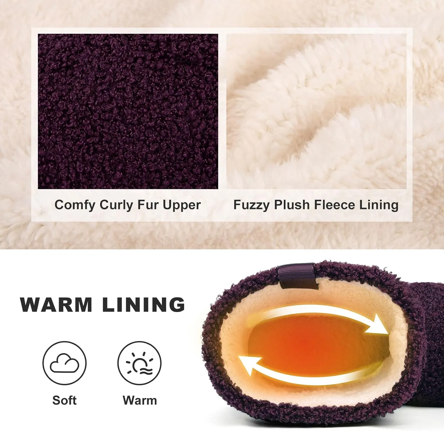 LongBay Women’s Warm Curly Fur Bootie Slippers Comfy Plush Fleece Boots Memory Foam House Shoes