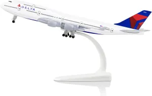 Lose Fun Park 1/300 Diecast Airplanes American Delta Airplane Model Airplane Boeing 747 Model Plane for Adults Collection Office Desktop Decoration Birthday Gift