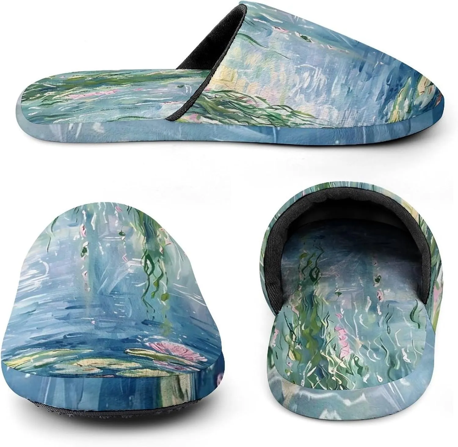 Lotues Willow Trees Water Lilies Cotton Slippers Fashion Slip on House Shoes Lightweight Slipper for Men