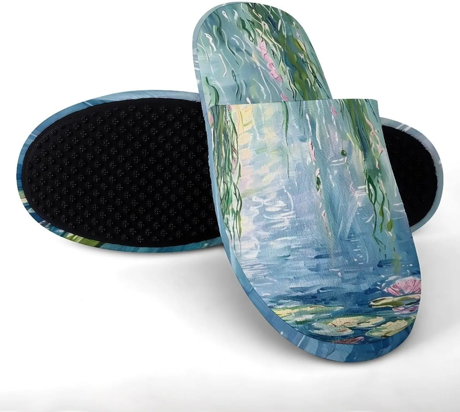 Lotues Willow Trees Water Lilies Cotton Slippers Fashion Slip on House Shoes Lightweight Slipper for Men