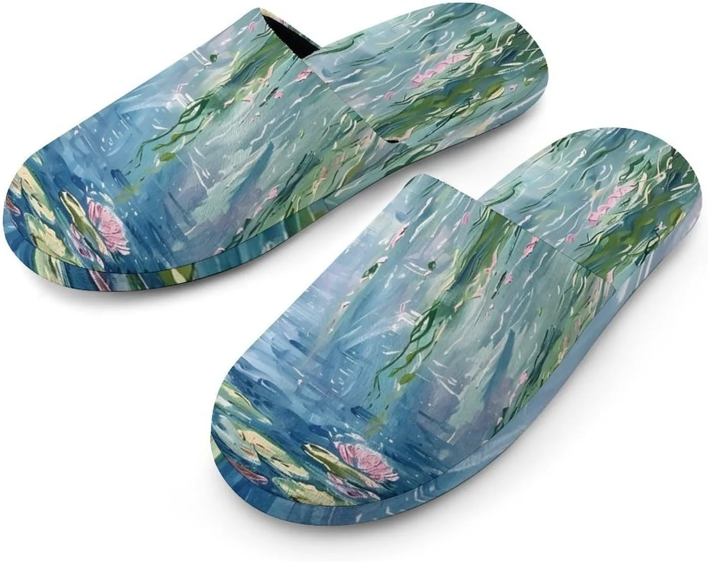 Lotues Willow Trees Water Lilies Cotton Slippers Fashion Slip on House Shoes Lightweight Slipper for Men