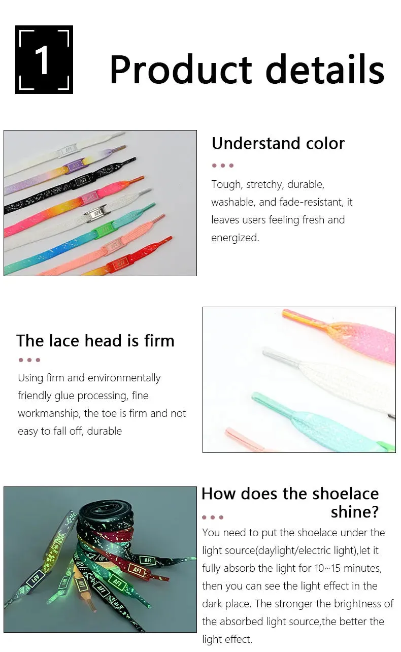 Luminous Glow AF1 Shoelaces - 4Pcs Sneaker Decor