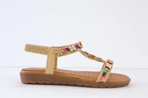 LUNAR - JLH433 BECCA-FLAT FASHION SANDAL - BEIGE
