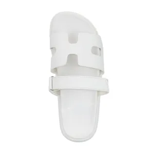 Lyon - Wide Fit Velcro Front Strap Slide Sandals, Flat Platform Design, Comfortable Summer Footwear, Casual & Stylish for Everyday Wear