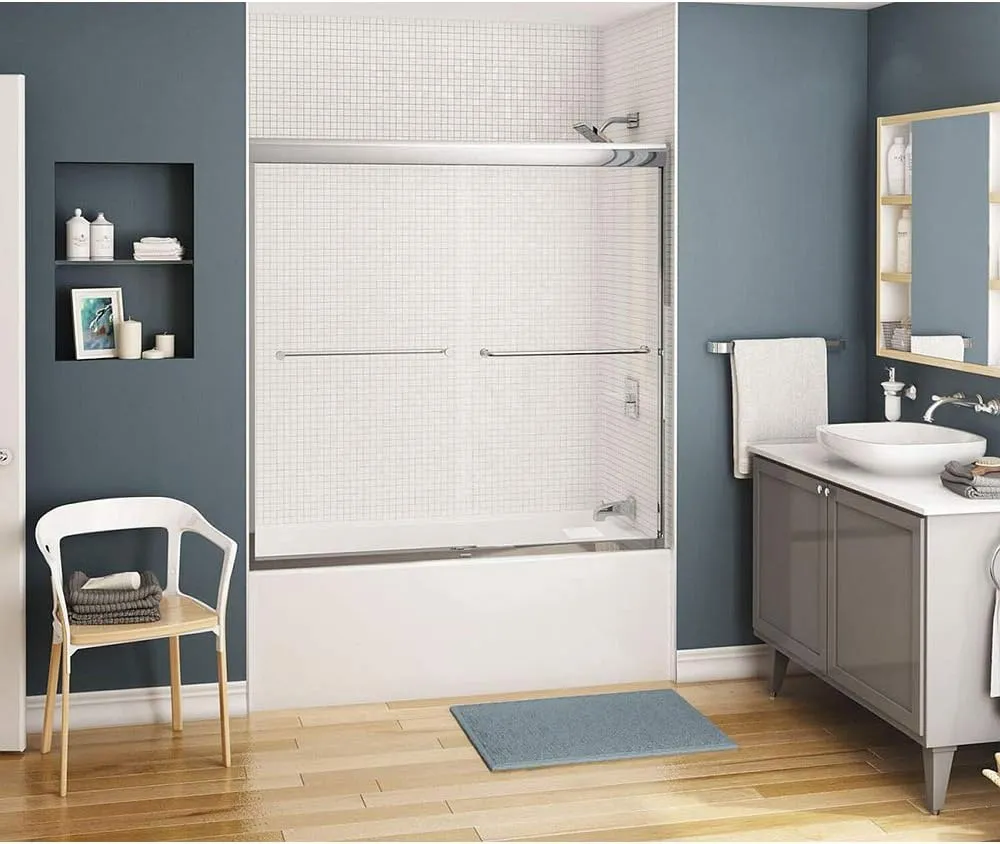 MAAX 134573-900-084-000 Kameleon Sliding Semi-Frameless Bathtub Door, 3-in L x 36-in W x 57-in H, Chrome