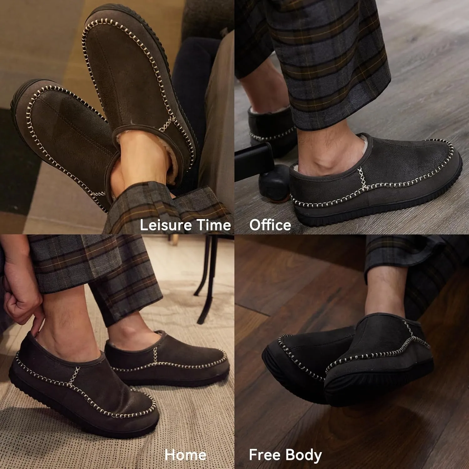 Magtoe House Slippers for Mens Slip On Moccasin Slipper with High-Density Memory Foam Warm Home Slippers Shoes Lightweight with Plush Indoor Outdoor